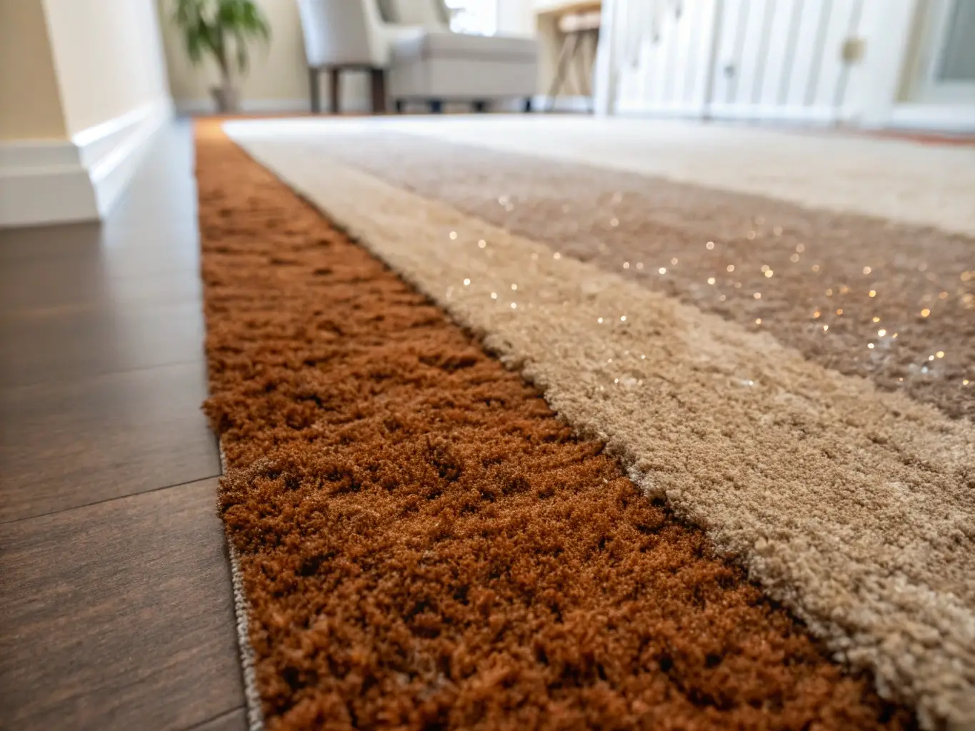 A close-up of freshly cleaned carpet with vibrant colors and no visible stains, demonstrating the effectiveness of professional carpet cleaning.